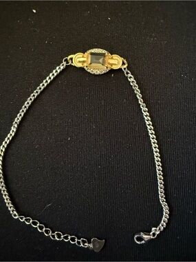 Two-Tone 925 Silver and gold plated authentic citrine chain bracelet